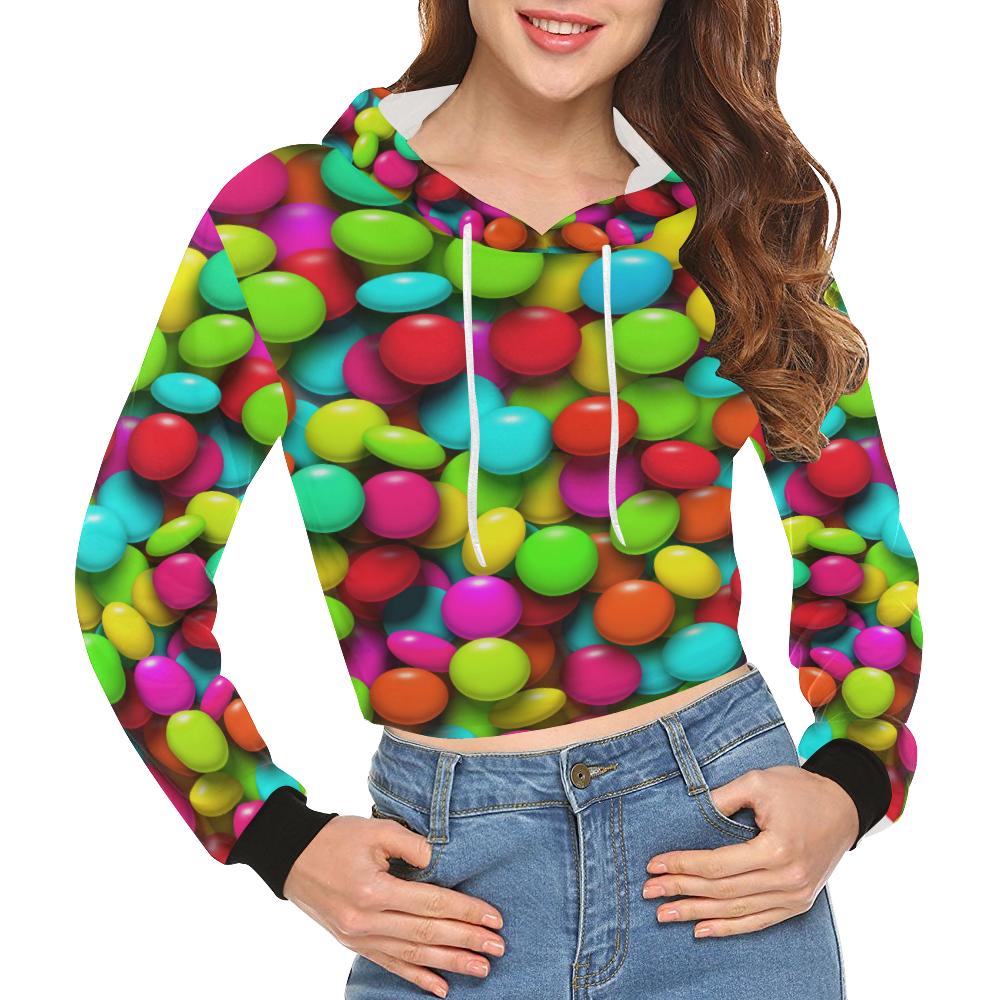 Candy Pattern Print Design Ca03 Women Cropped Hoodie