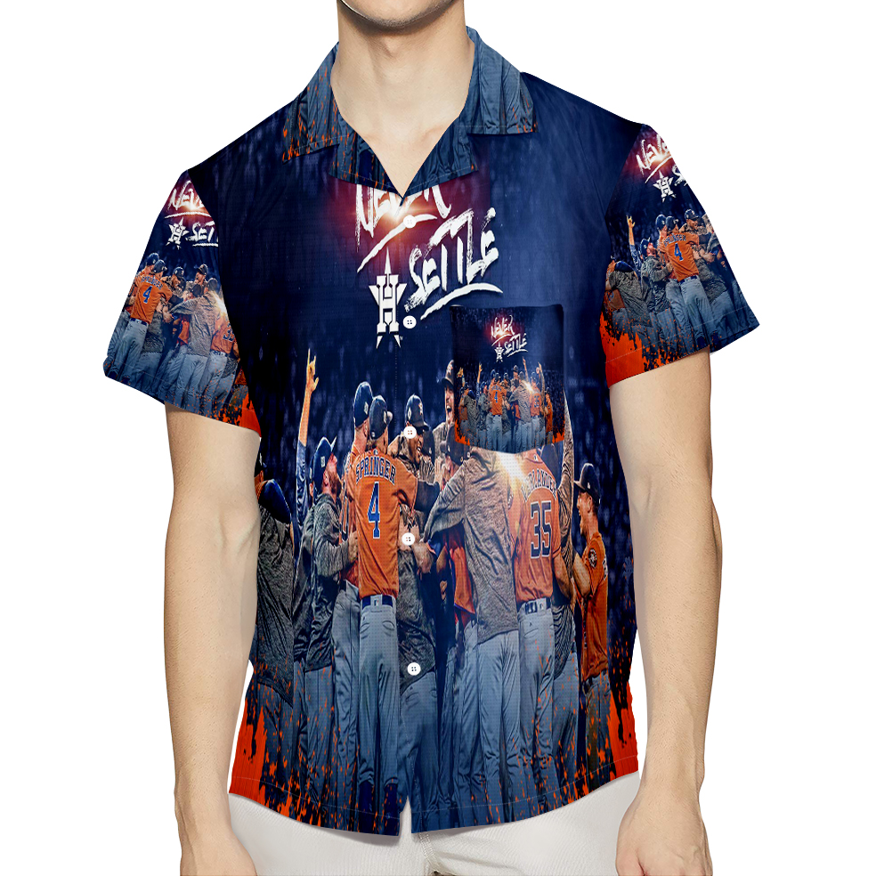 Houston Astros Team Never Settle 3D All Over Print Summer Beach Hawaiian Shirt With Pocket