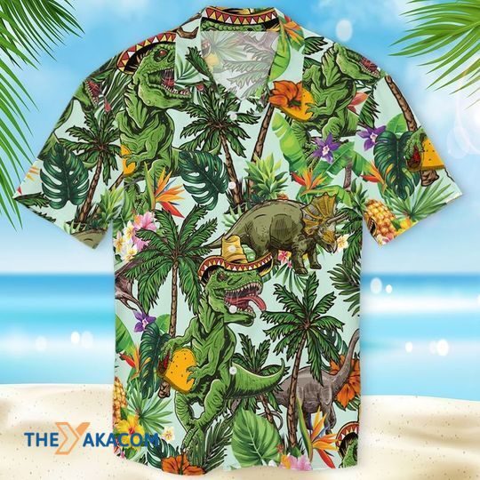 Taco T-Rex Graphic Funny Beach Summer Gift Ideas Hawaii Hawaiian Shirt