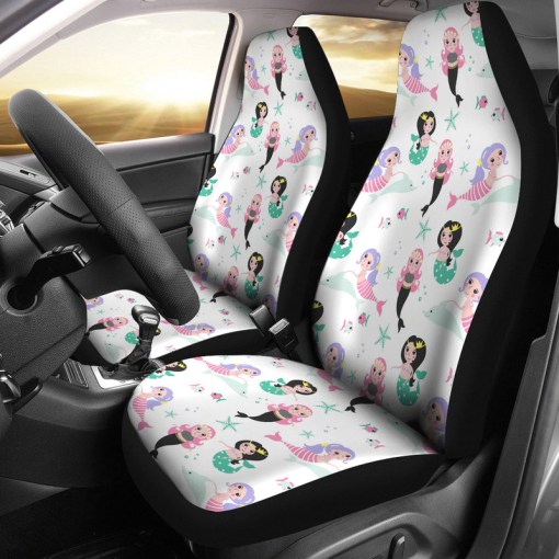 Cute Mermaid Dolphin Fish Starfish Pattern Universal Fit Car Seat Covers 4981