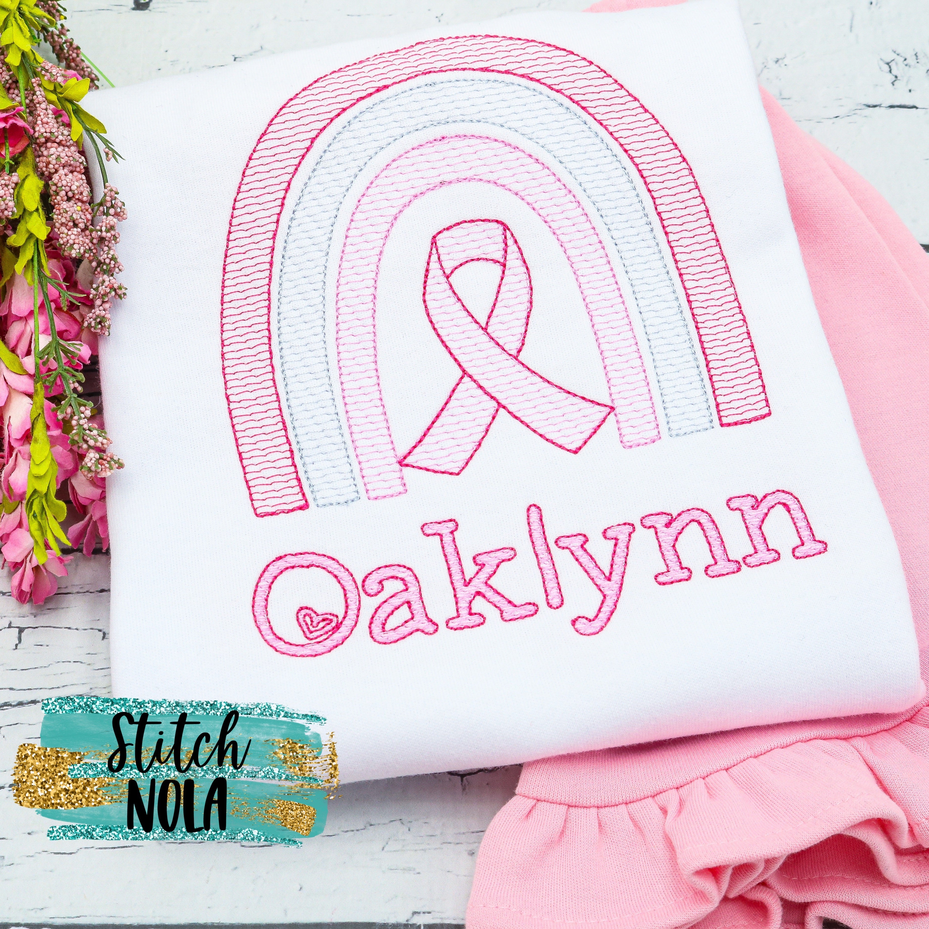 Personalized Breast Cancer Awareness Rainbow Sketch Shirt
