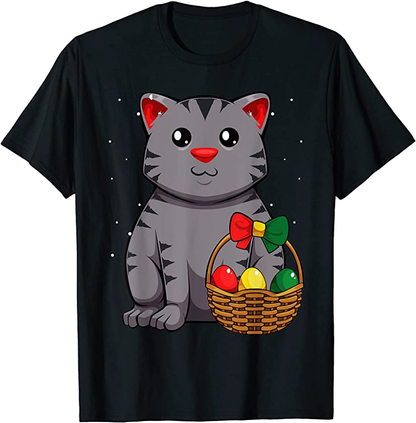 Cat Easter Egg Juneteenth Cute Kitten African American Flag T-Shirt