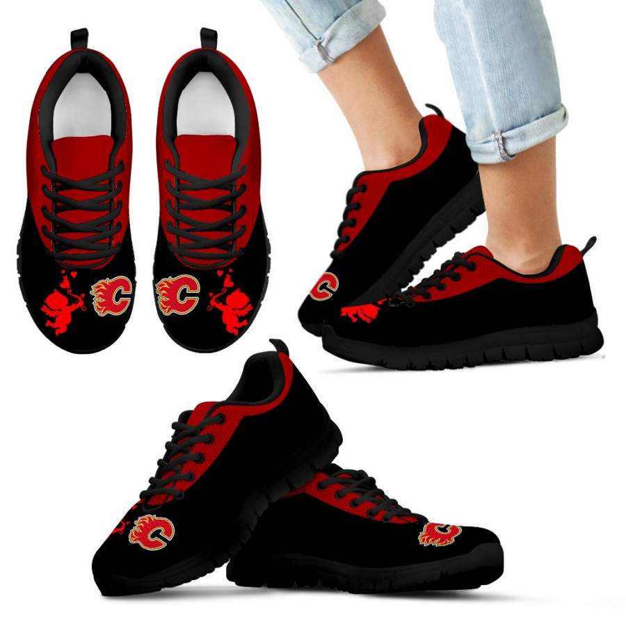 Cute Cupid Angel Background Calgary Flames Sneakers