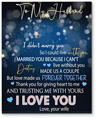 Wife To Husband That Made Us A Couple But Love Made Us Forever Together Canvas Print 1 Decor Bedroom, Living Room Home Decor Wall Art Awesome Perfect Birthday, Wedding, Housewarming Gift Deluxe 1.5In