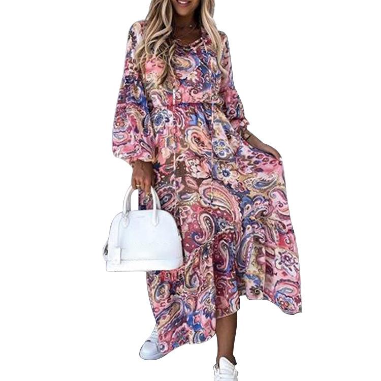 2021 Autumn Lantern Long Sleeve Floral Print Dress Women – Fit Fit Apparel