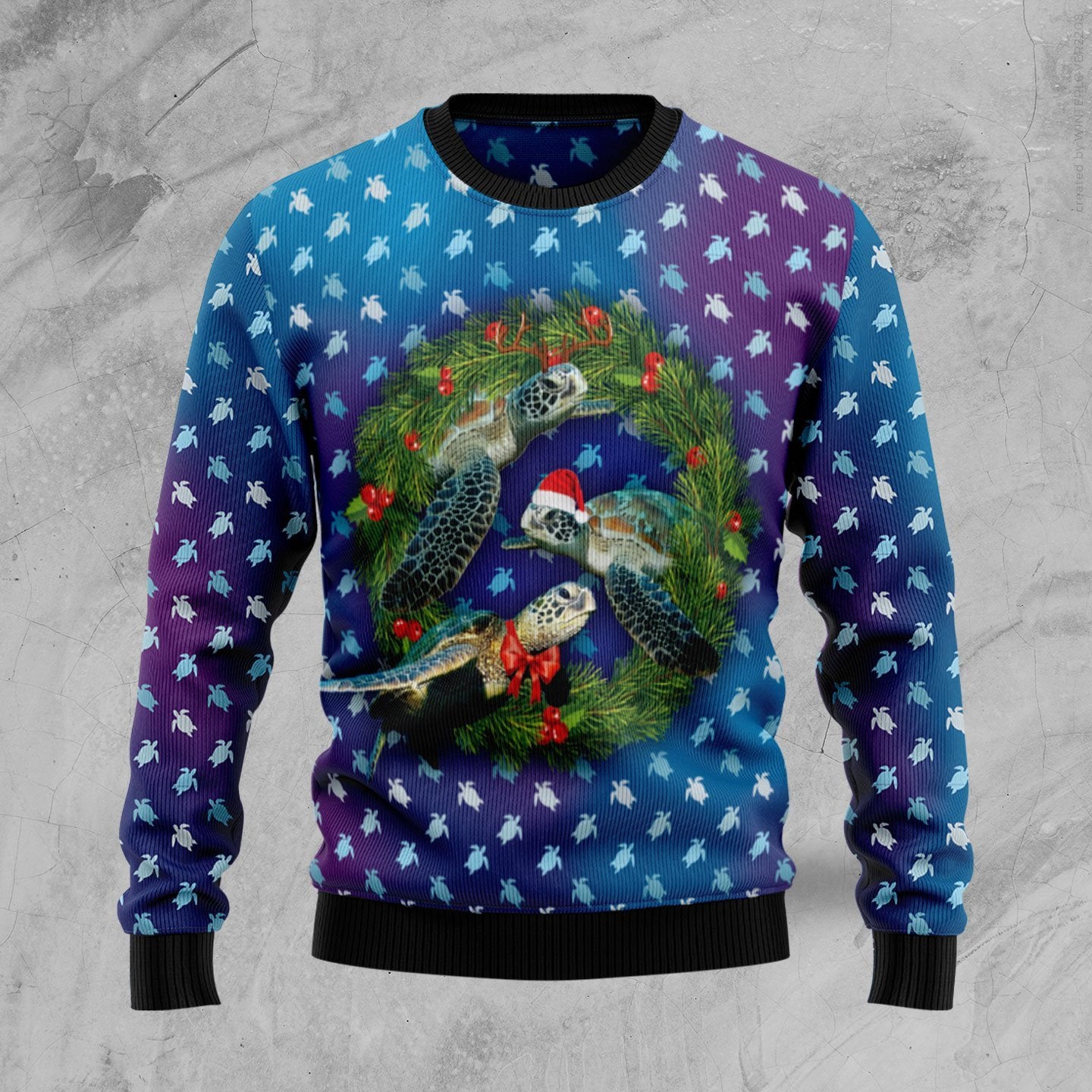 Santa Turtle Ugly Christmas Sweater | For Men & Women | Adult | Us6058