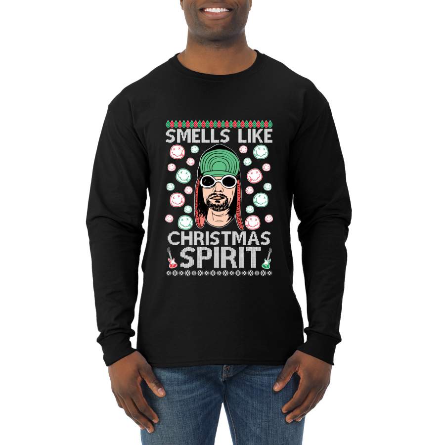 Smells Like Christmas Spirit Ugly Christmas Sweater Christmas Mens Long Sleeve Shirt