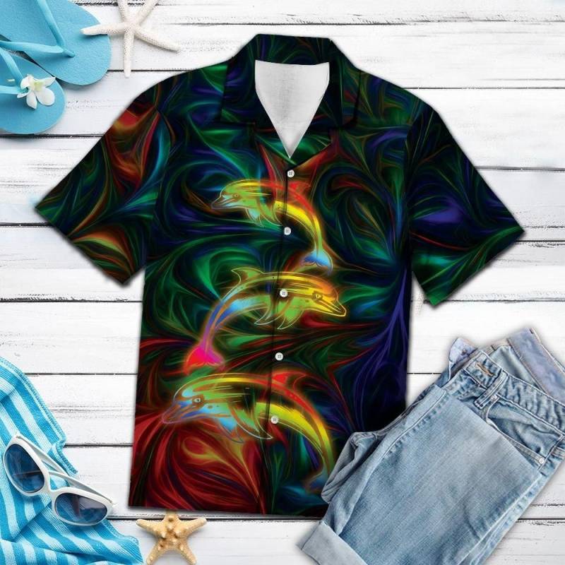 Artsyhomes [Hawaii Shirt] Lovely Dolphin G5709