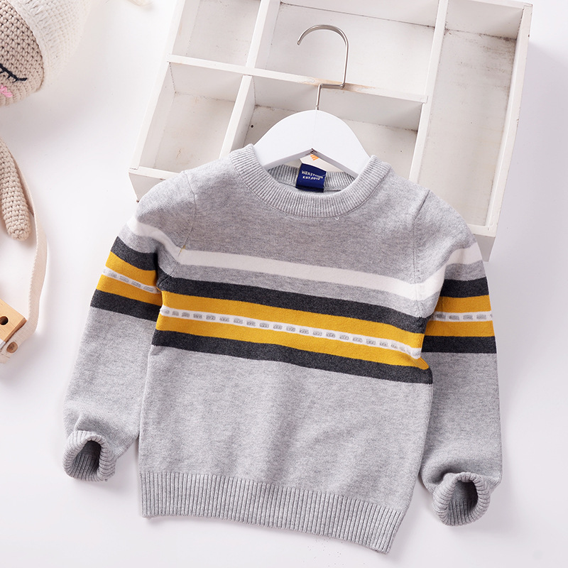 Boys Sweater Pullover 2022 Autumn Winter Kids Striped Children Baby O-Neck Sweater Fashion Clothes England Style Toddler Jumper alx