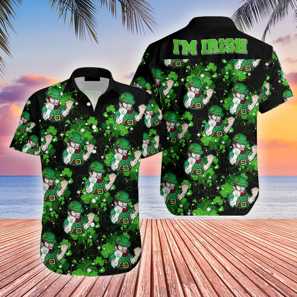 St Day Hawaiian Shirt Irish Leprechauns Black Aloha Ha63226