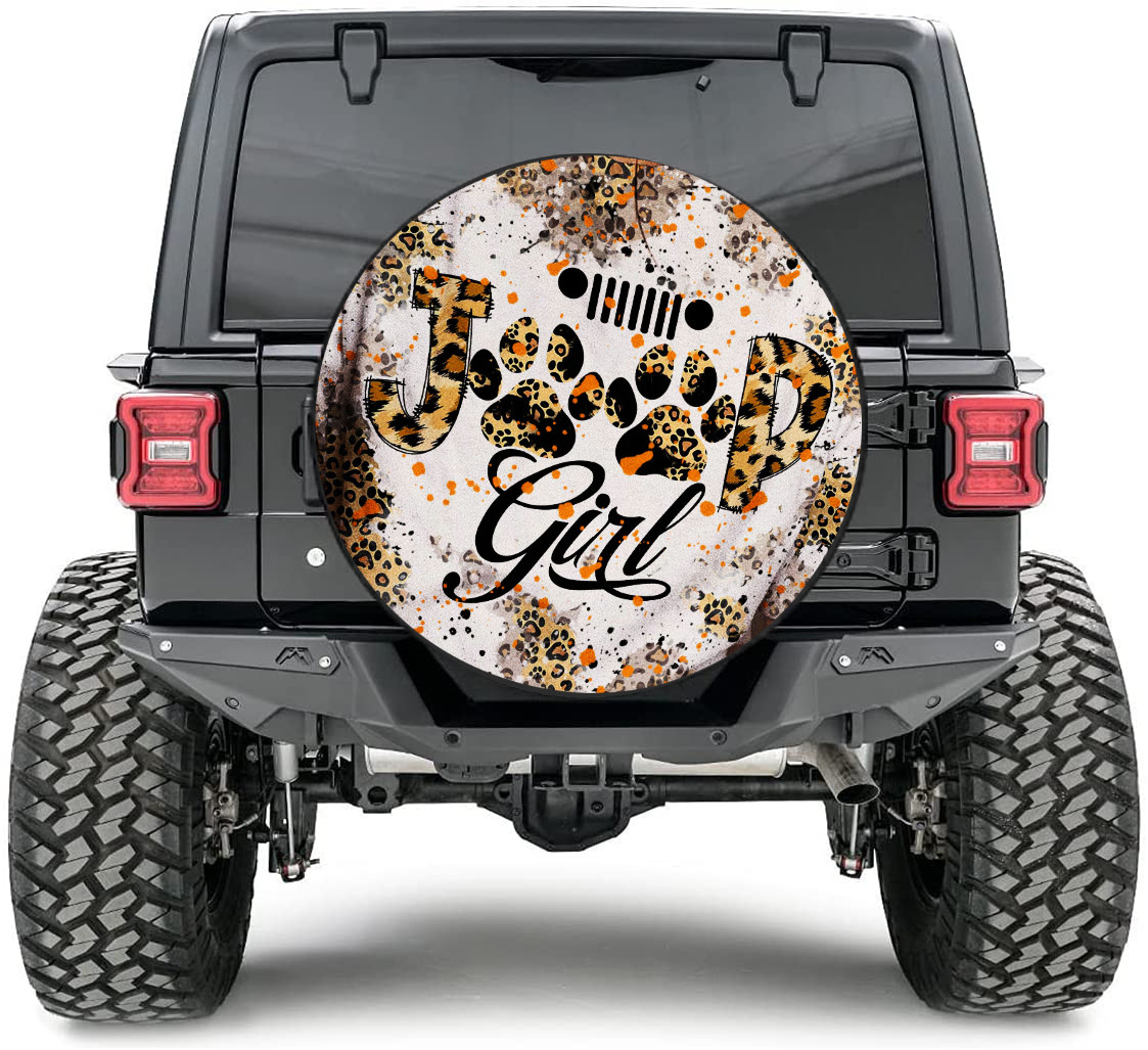 Je*P Girl Dog Paw Leopad Spare Tire Cover #Kv