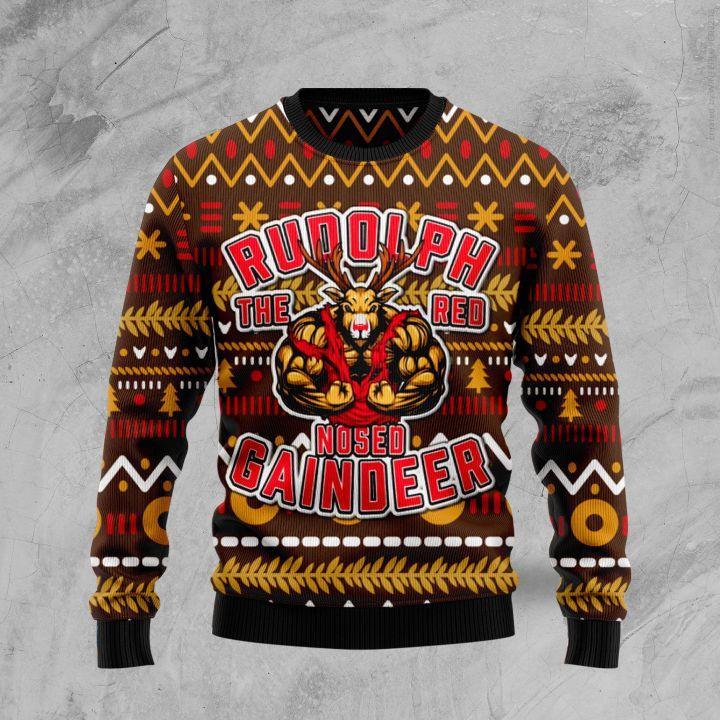 Buffed Rudolph The Red Ugly Christmas Sweater | Unisex | Adult | Us1502