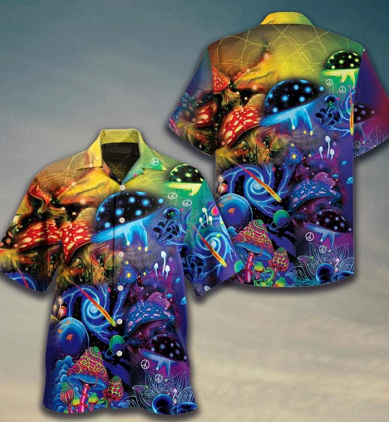 Mushroom Trippy Psychedelic Summer Vacation Hawaiian Shirt – For Men And Women