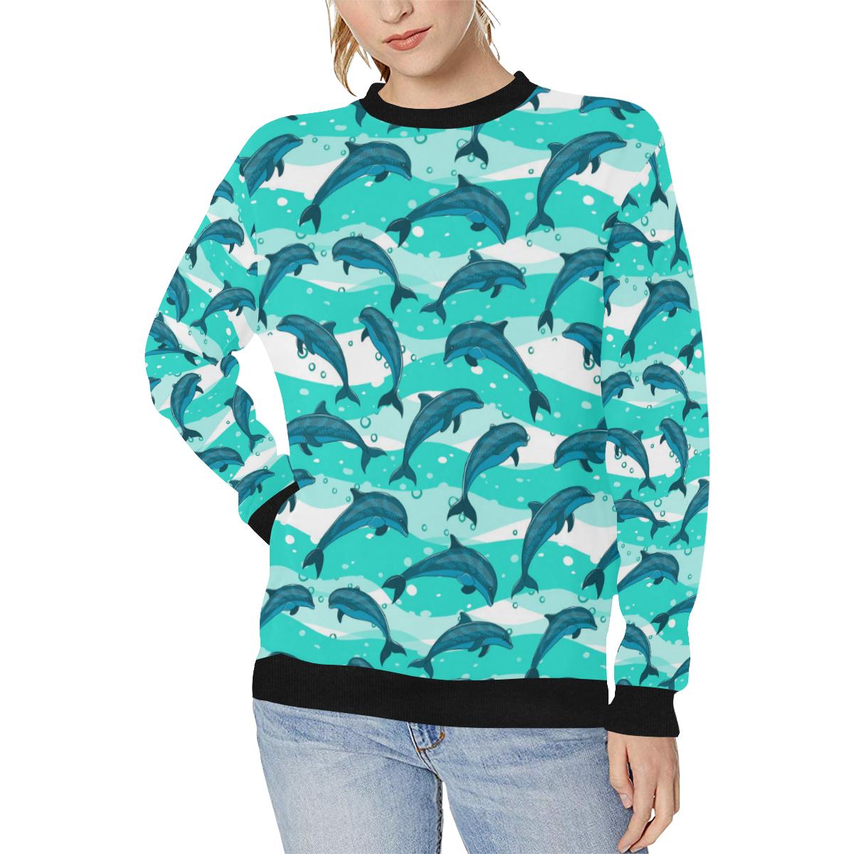 Dolphin sea pattern Women’s Crew Neck Sweatshirt