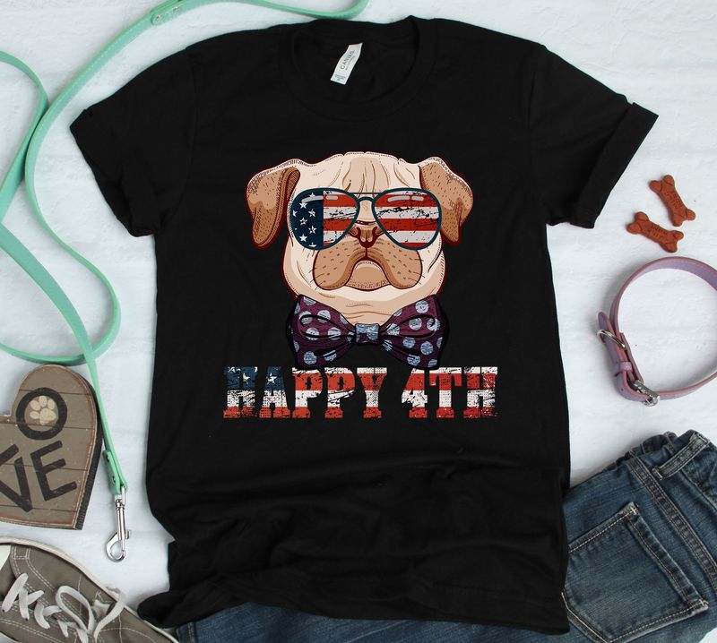 Pug American Flag A Gift For Dog Lovers Independence Day Gift Black Me Women Men Women Cotton T Shirt