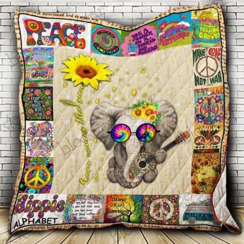 My Happy Hippie Sunshine Elephant Cl2100354Mdq Quilt Blanket