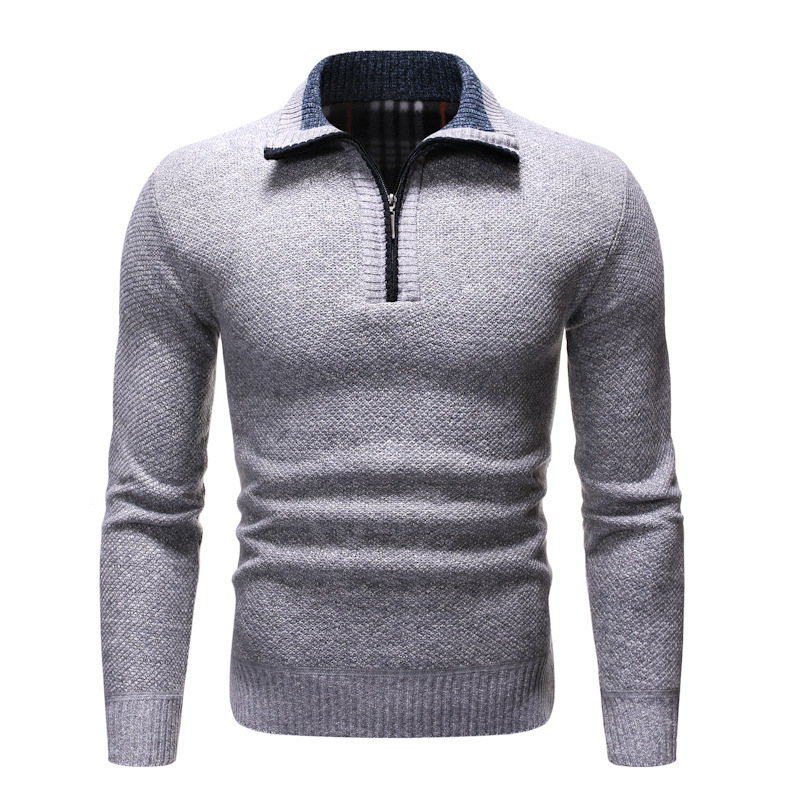 Autumn Winter Casual Sweaters Men Half High Collar Zippers Warm Fleece Pullovers Mens Thick Warm Knitted Sweater Men Pullovers alx