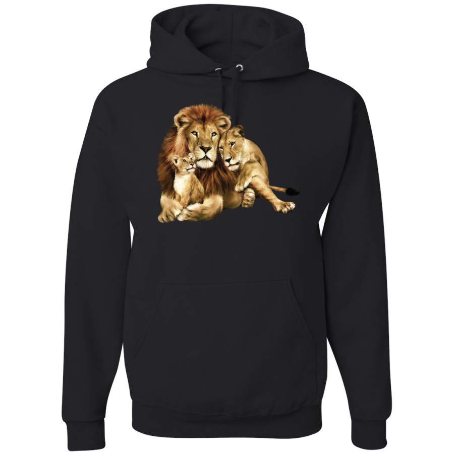 Wild African Lion Family Animal Lover Graphic Hoodie Sweatshirt