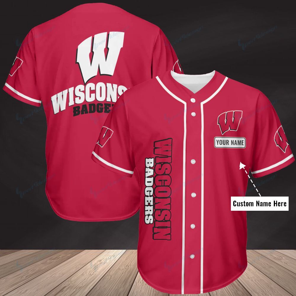 Wisconsin Badgers Personalized Baseball Jersey Shirt 342