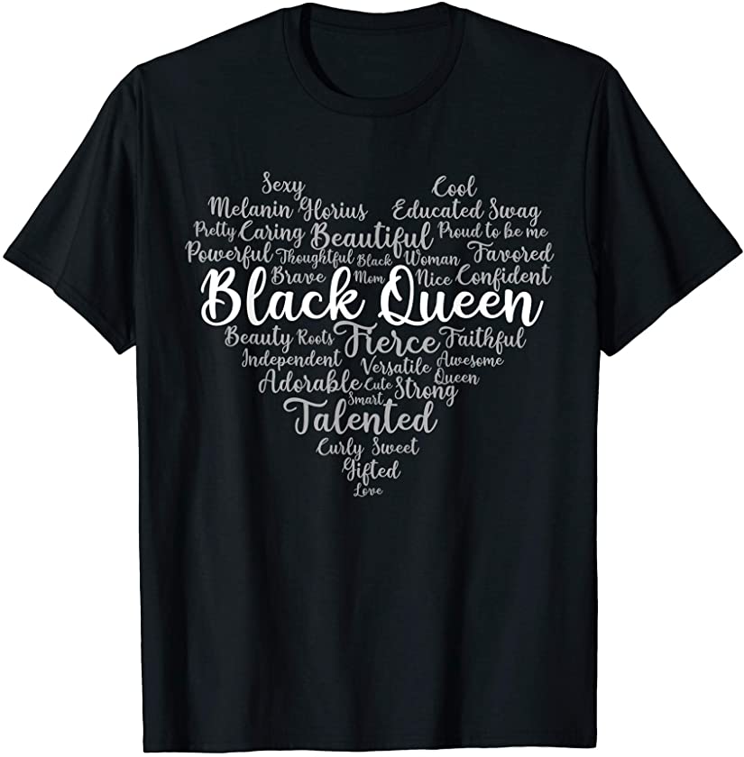 Black History Month Shirt African American Black Queen Heart T-Shirt