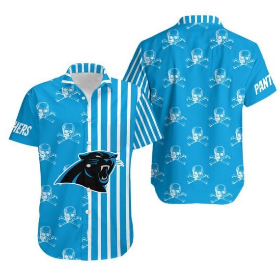 Gift For Husband Dad Carolina Panthers Stripes And Skull Hawaii Shirt Ha14614