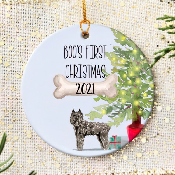 Personalized Bouvier Des Flandres Puppy’S First Christmas Ornament, Bouvier Des Flandres Ornament