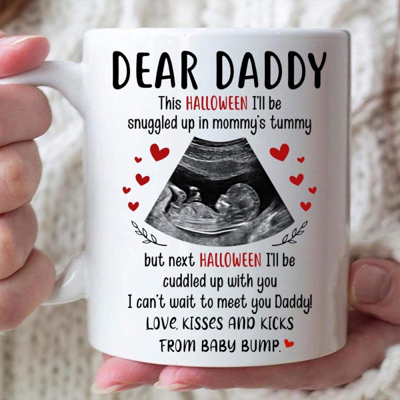 Personalized Halloween Gift For Dad To Be I Can’T Wait To Meet You Daddy Mug