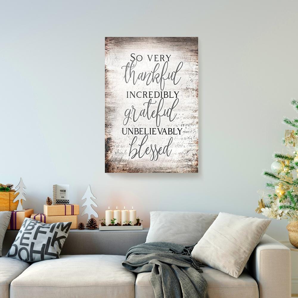 Canvas Painting Thankful Grateful Unbelievably Blessed Vintage Christian Canvas Home Decor Canvas