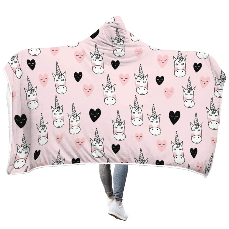 Unicorn cow Custom Hooded Blanket