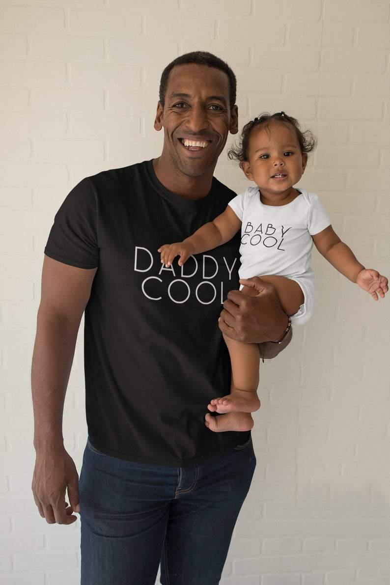 Baby Cool Daddy Cool Dad Baby Matching T-Shirt Bodysuit Father Son Daughter Father’S Day Family Shirts Gift For Dad Baby Toddler Kids