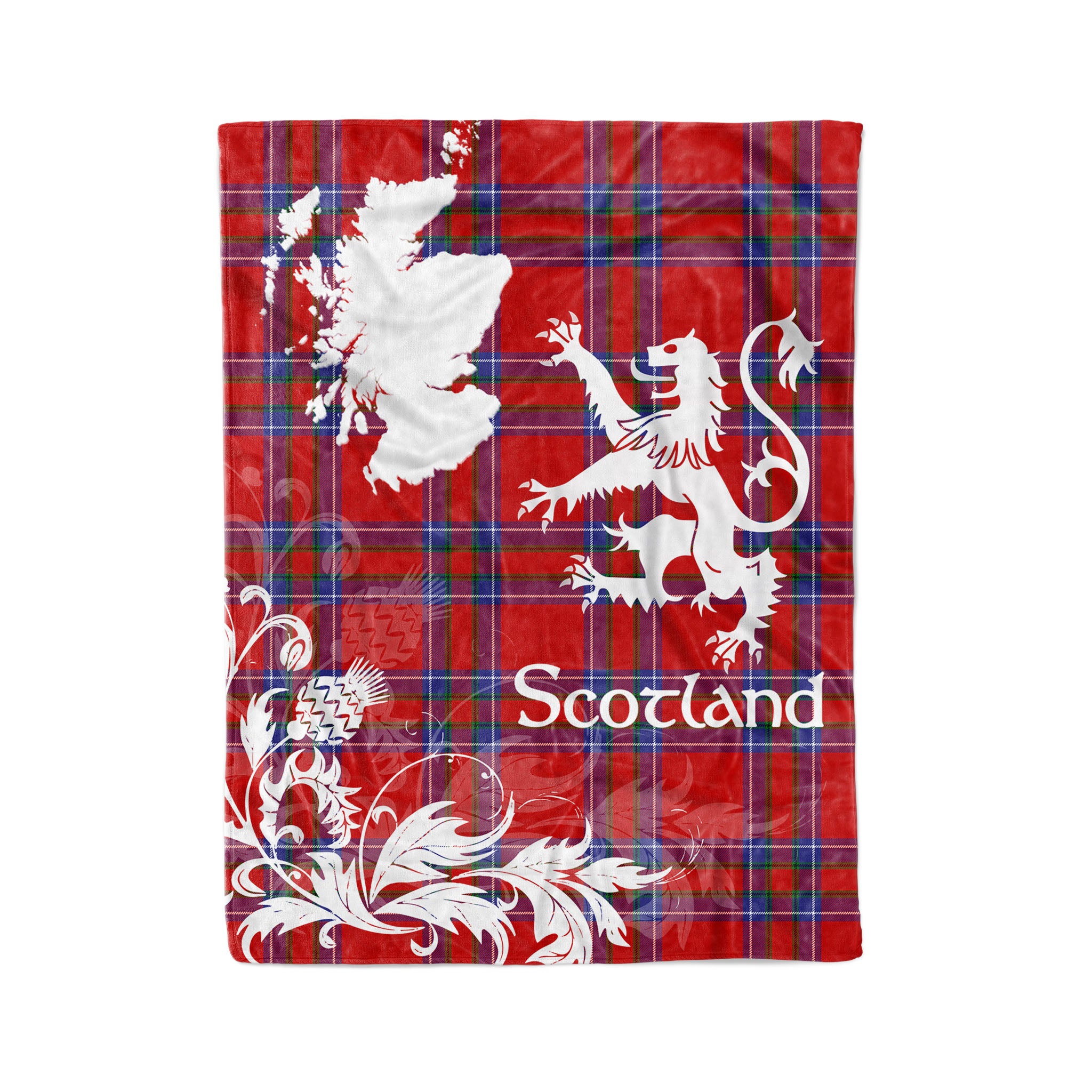 Tartan Plaid Fleece Blanket Tartan Blanket Thistle And Lion Scottish Clan Inverness District Plaid Blanket