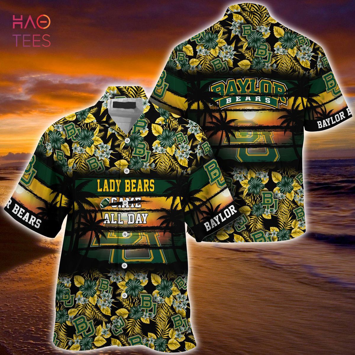 NCAA Baylor Bears Floral Pattern Sunset Trendy Hawaiian Shirt Aloha Shirt