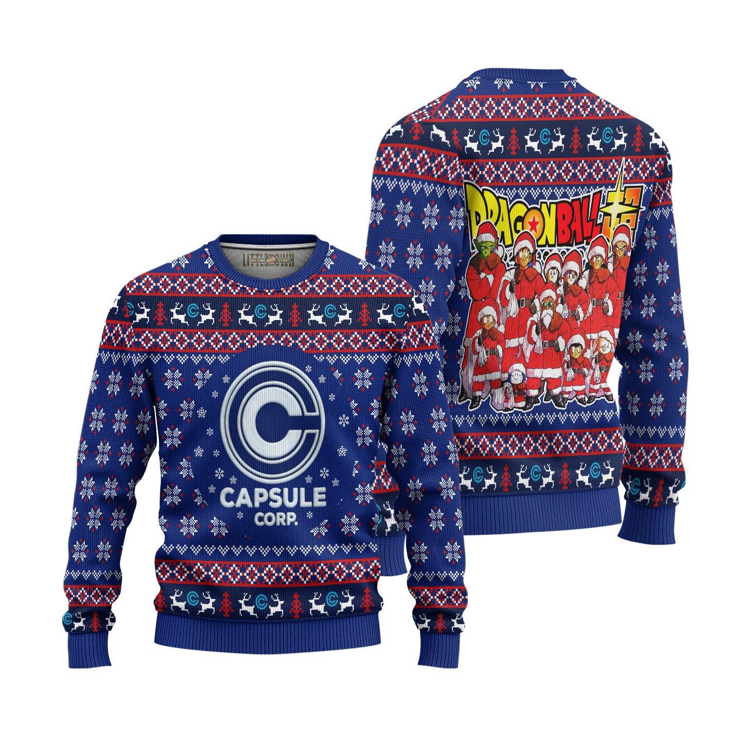 Capsule Corp Ugly Christmas Sweater Dragon Ball Anime Xmas Gift