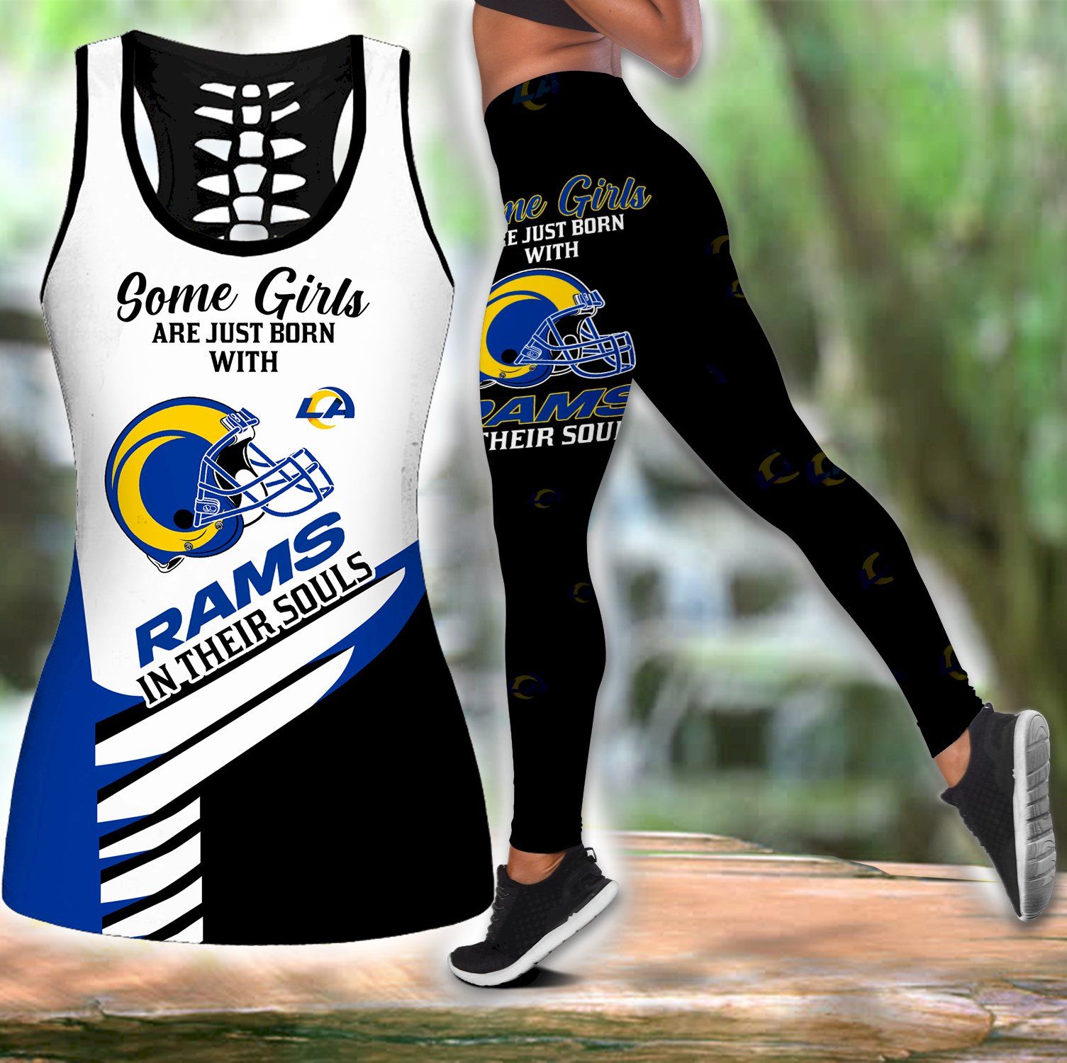 Combo Los Angeles Rams Some Girls Hollow Tanktop Legging set K1976