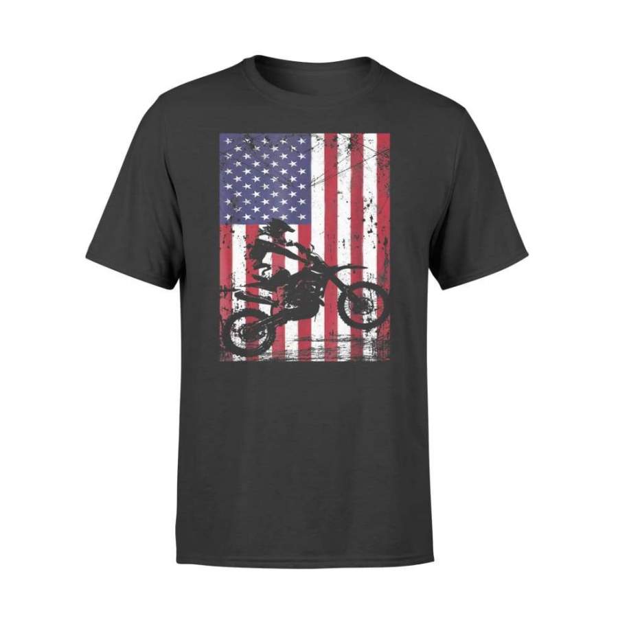 Dirt Bike American Flag Shirt 4th Of July Standard Tee