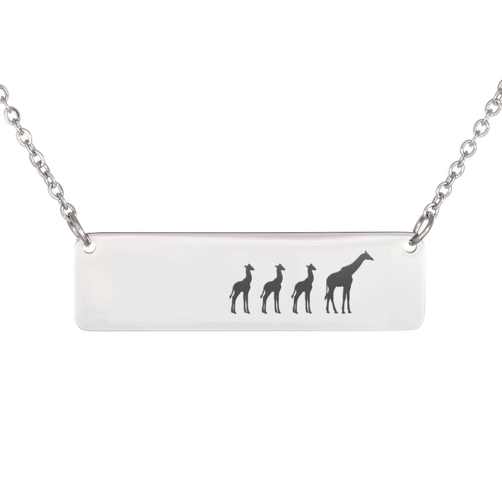 Personalized Mama Giraffe + 3 Baby Giraffe – Necklace