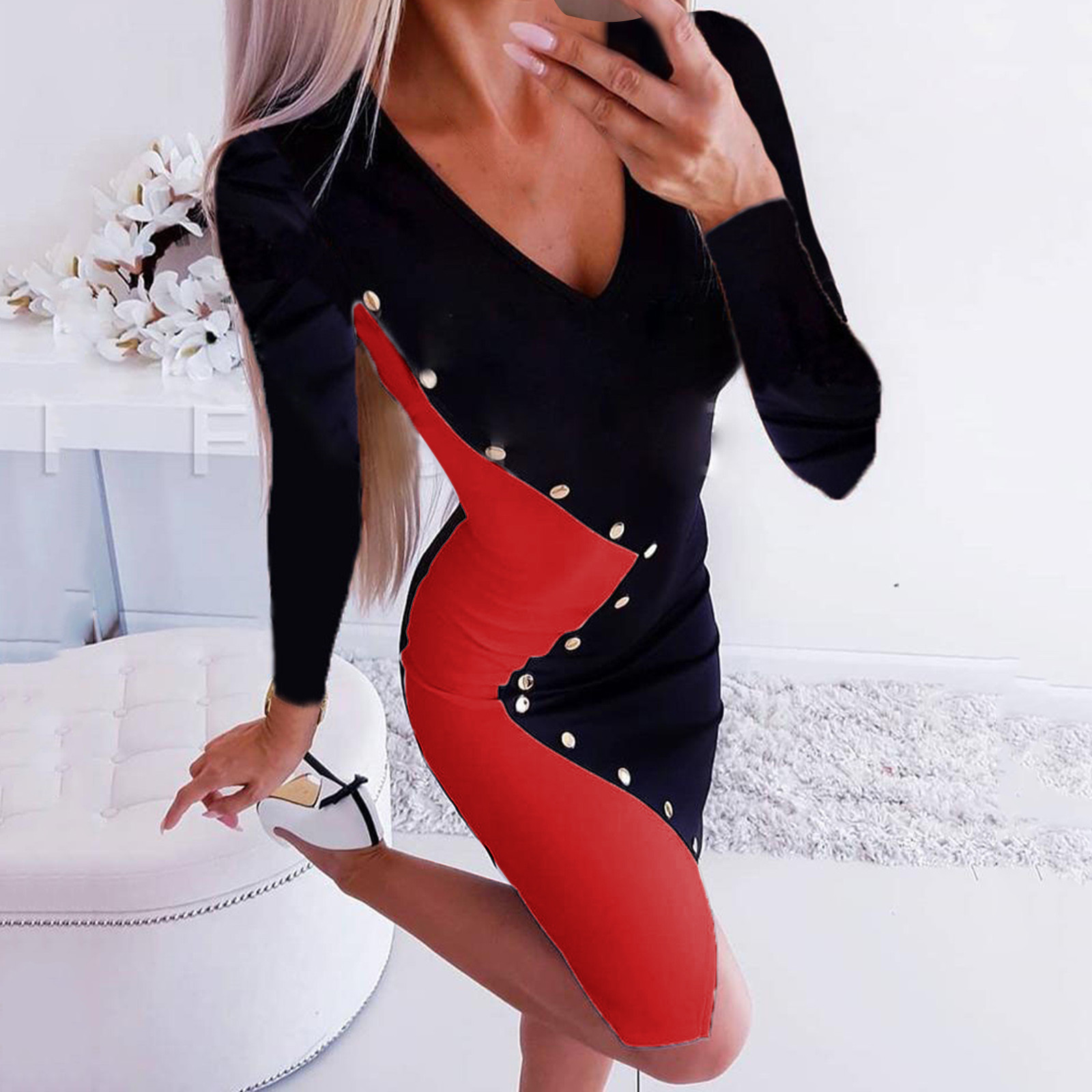 2021 Autumn Winter Long Sleeve 2021 New Women Plus Size Solid Office Lady Slim Bodycon Dress Woman Dresses Buttons vestido alx