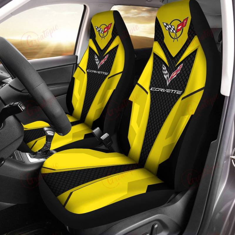 Chevrolet Corvette NTH Car Seat Cover (Set of 2) Ver2 (Yellow)