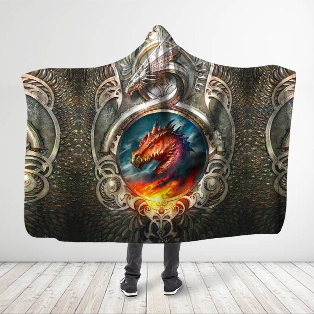 Viticstore™ Fire Dragon Legend All Size 3D All Over Print Hooded Blanket for Dragon Lovers