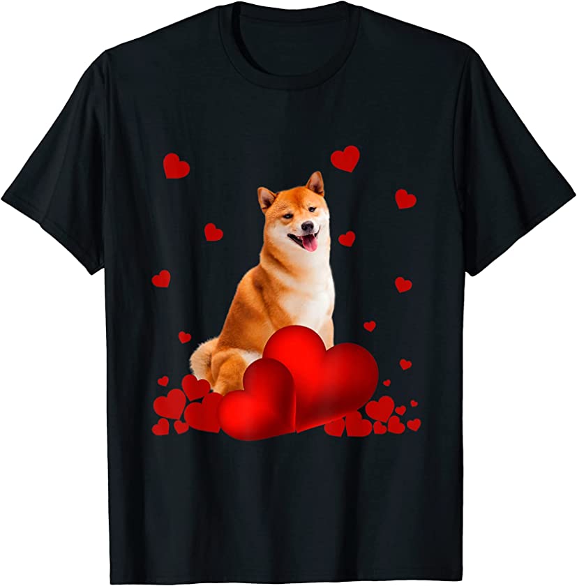 Valentines Day Love Hearts Shiba Inu Dog Puppy Lover T-Shirt