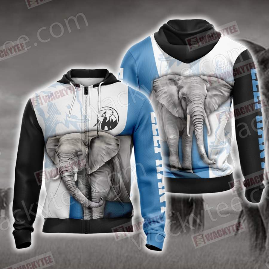 Elephant Unisex Zip Up Hoodie Jacket