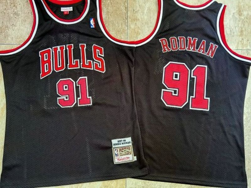 Chicago Bulls Dennis Rodman #91 NBA Classic Black Jersey