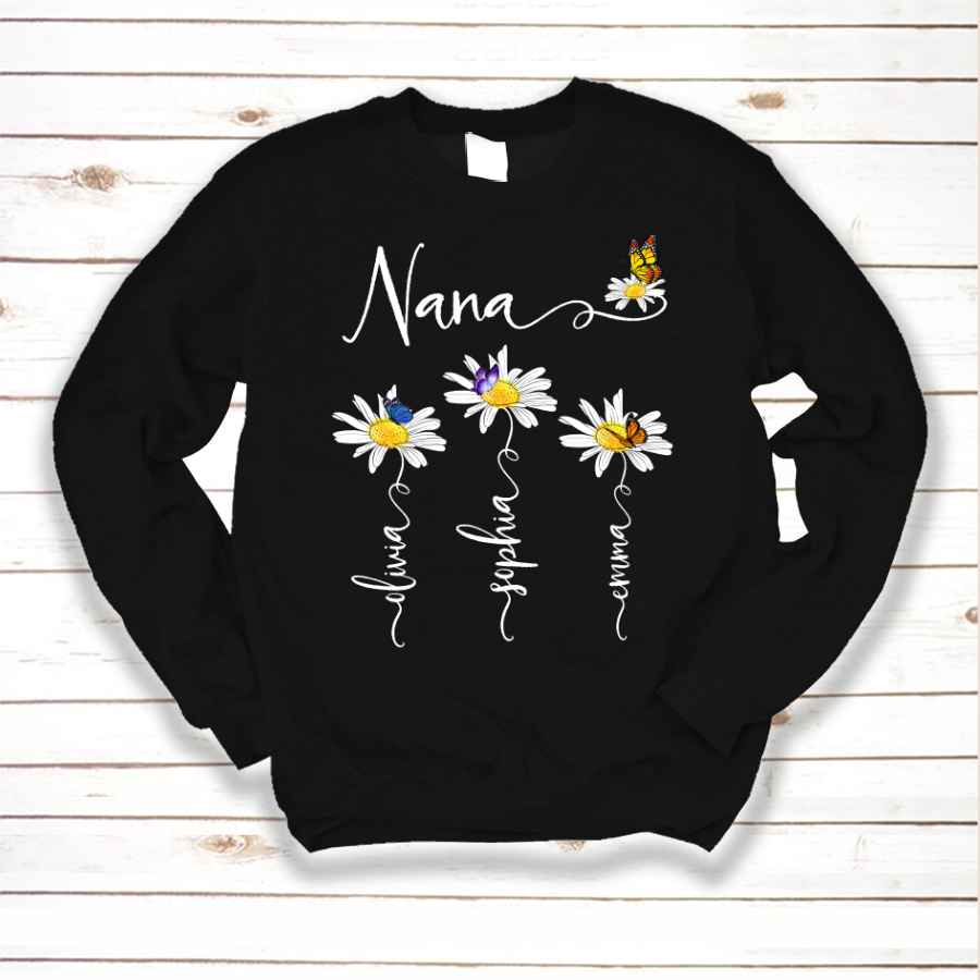 Daisy Grandma Custom Names Sweatshirt