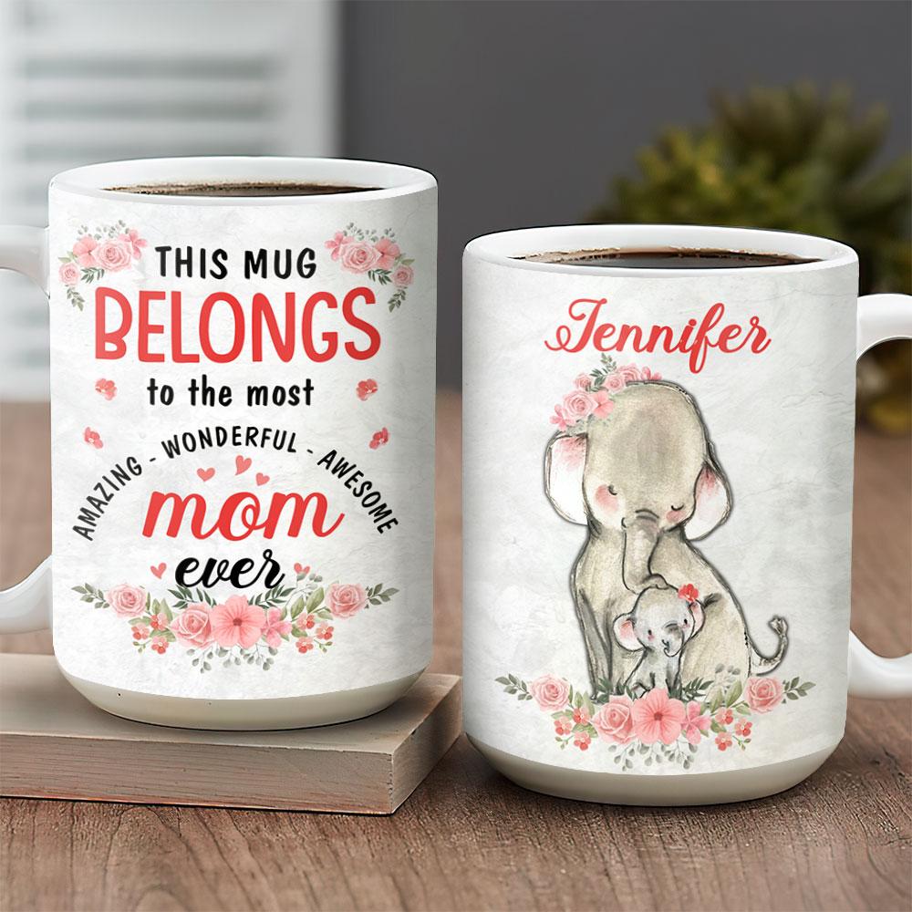 My Amazing Wonderful Awesome Mom Elephant Personalized KD2 MALZ1504002Z Full Color Ceramic Mug