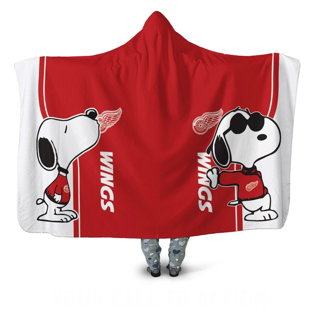 Detroit Red Wings Snoopy Lover 3D Printed Hooded Blanket