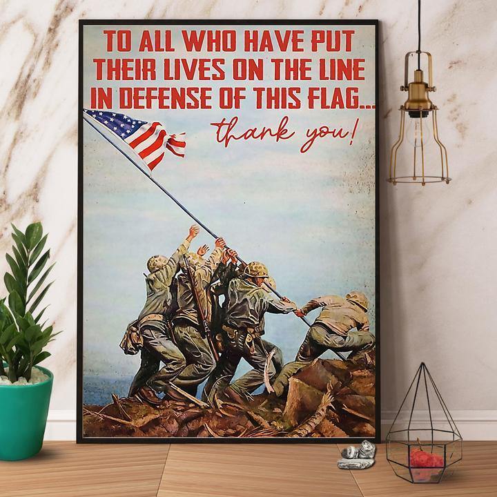 Veteran To All Who Have Put Their Lives On The Line In Defense Of This Place Gift For Family Wall Art Home Decor Canvas Prints Matte Canvas