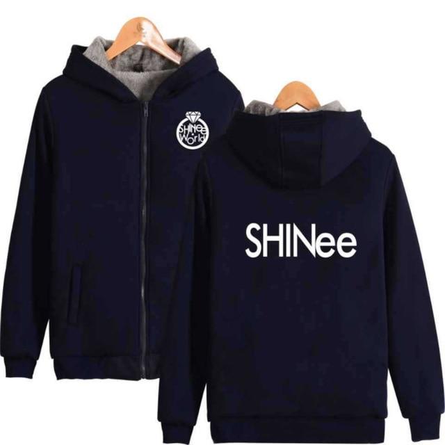 Winter Jacket Women 2018 Kpop Shinee Jonghyun Key Minho Taemin Thickening Warm Hooded Zipper Sweatshirt Hoodies