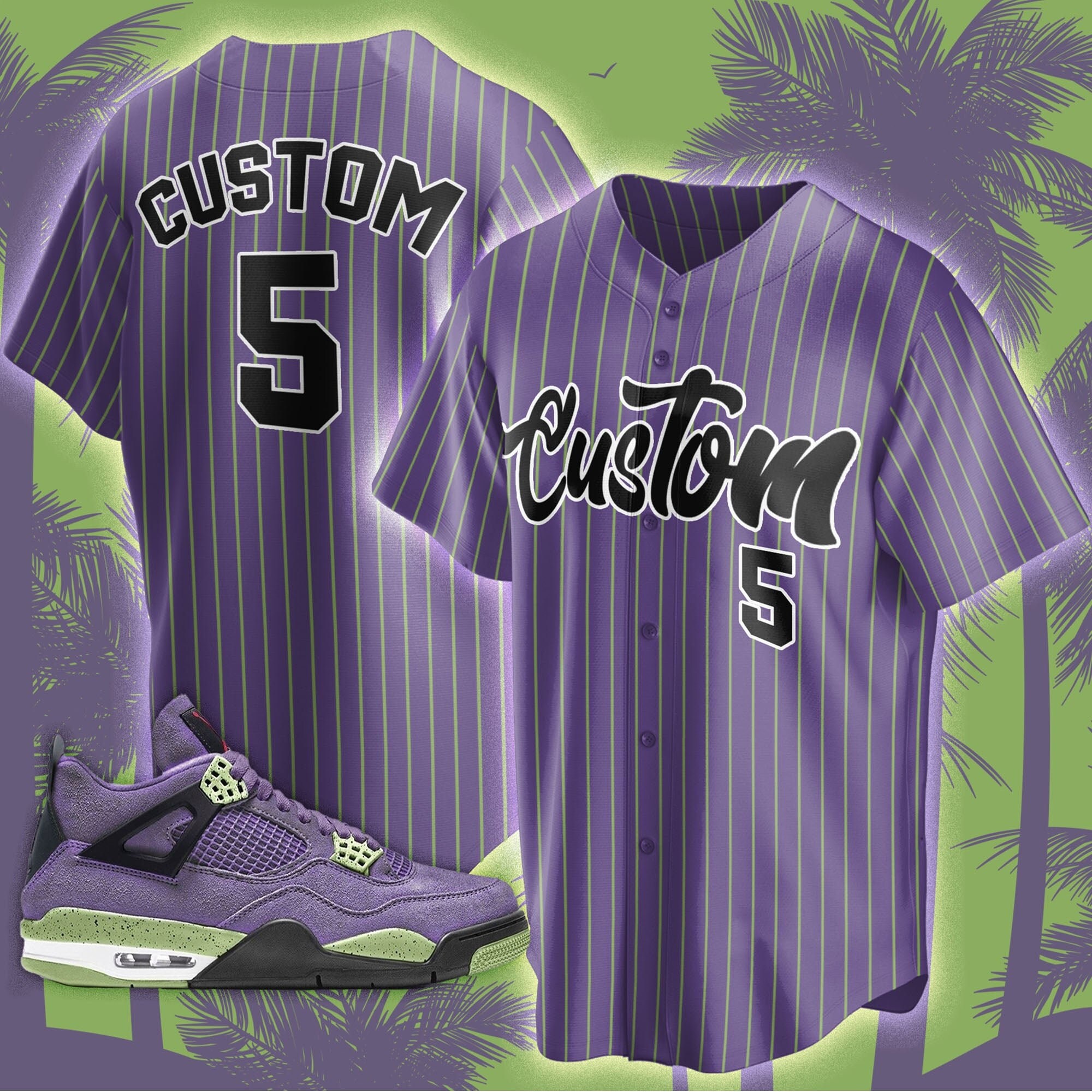 Baseball Jersey Custom Text match Jordan 4 Retro Canyon Purple, Custom Team Name Number Shirt, Personalized sneaker shirt