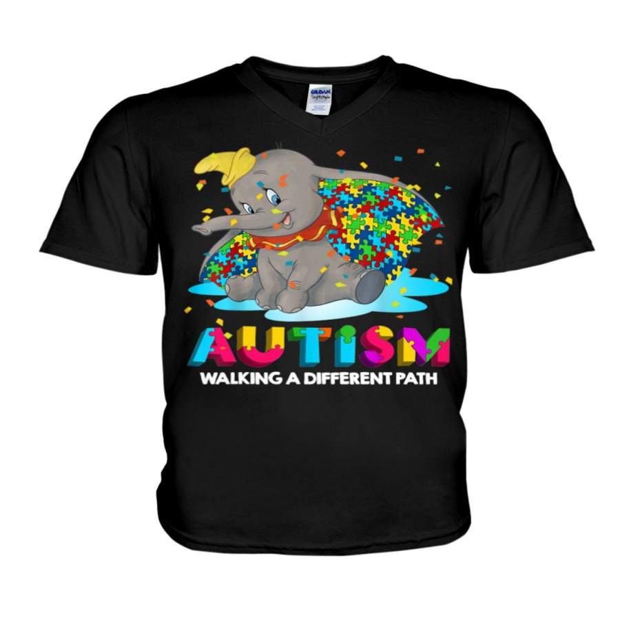 Autism Walking A Different Path For Elephant Lovers Guys V-Neck