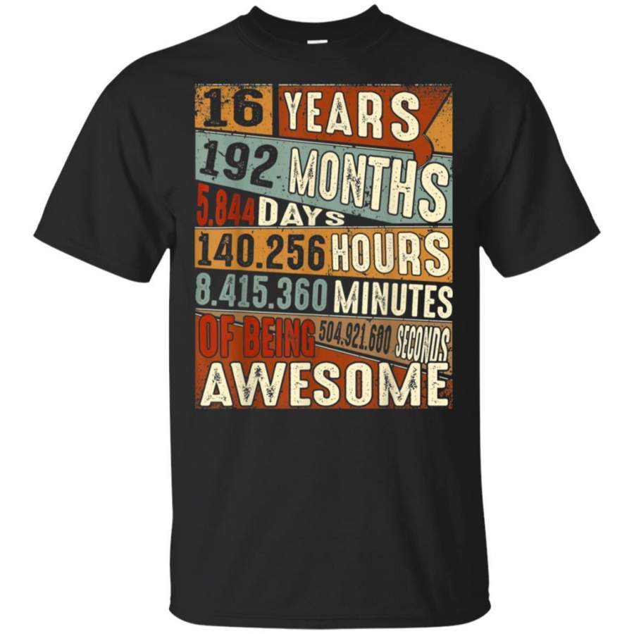 Vintage 16 Years Old 16th Birthday Gifts 192 Months T Shirt